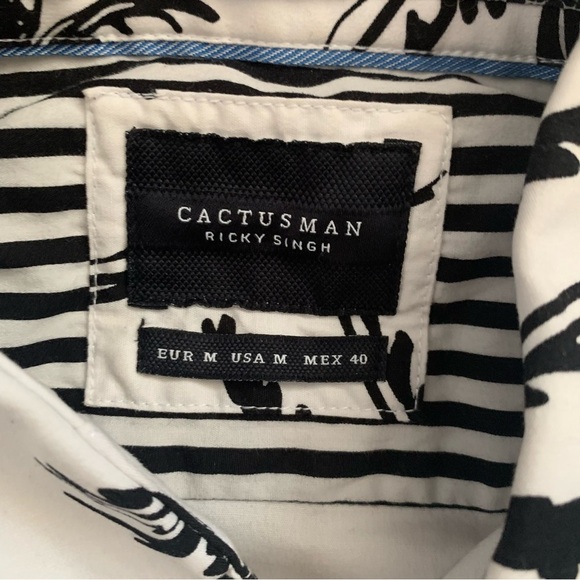 Cactusman Ricky Singh Tropical Palm Print Short Sleeve Button Down Shirt Size M - Picture 2 of 14